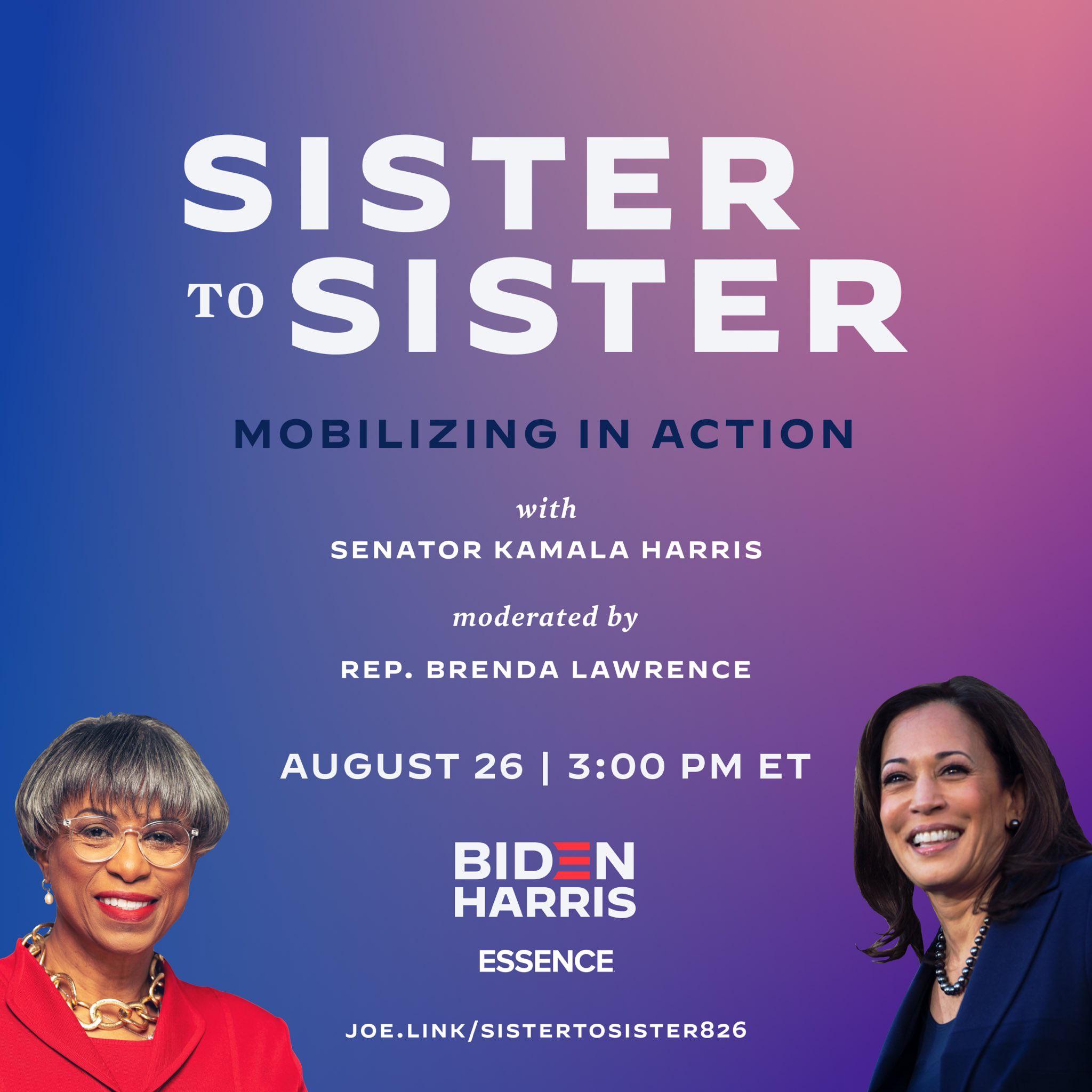 Kamala Harris’ first solo event is happening tomorrow at 3pm est across