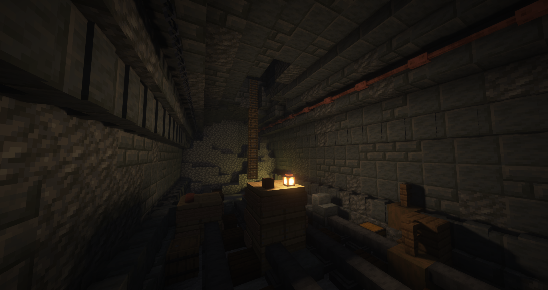 Post-apocalyptic metro Minecraft builds featuring a Japanese-style street and a dungeon with green glowing liquid
