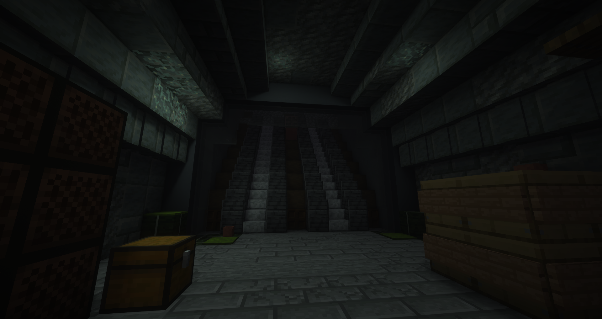 Post-apocalyptic metro Minecraft builds featuring a Japanese-style street and a dungeon with green glowing liquid