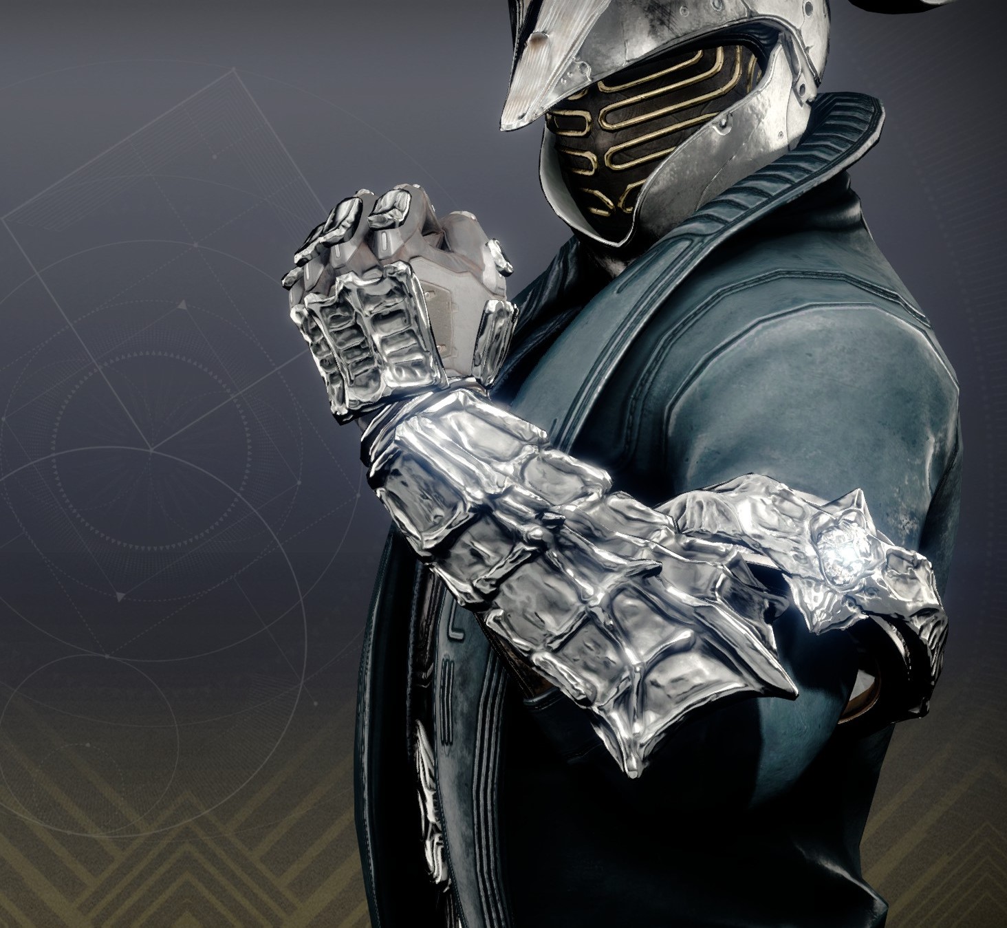 Warlock armor sets and character customizations for Godslayer featuring futuristic gear and a ghost companion