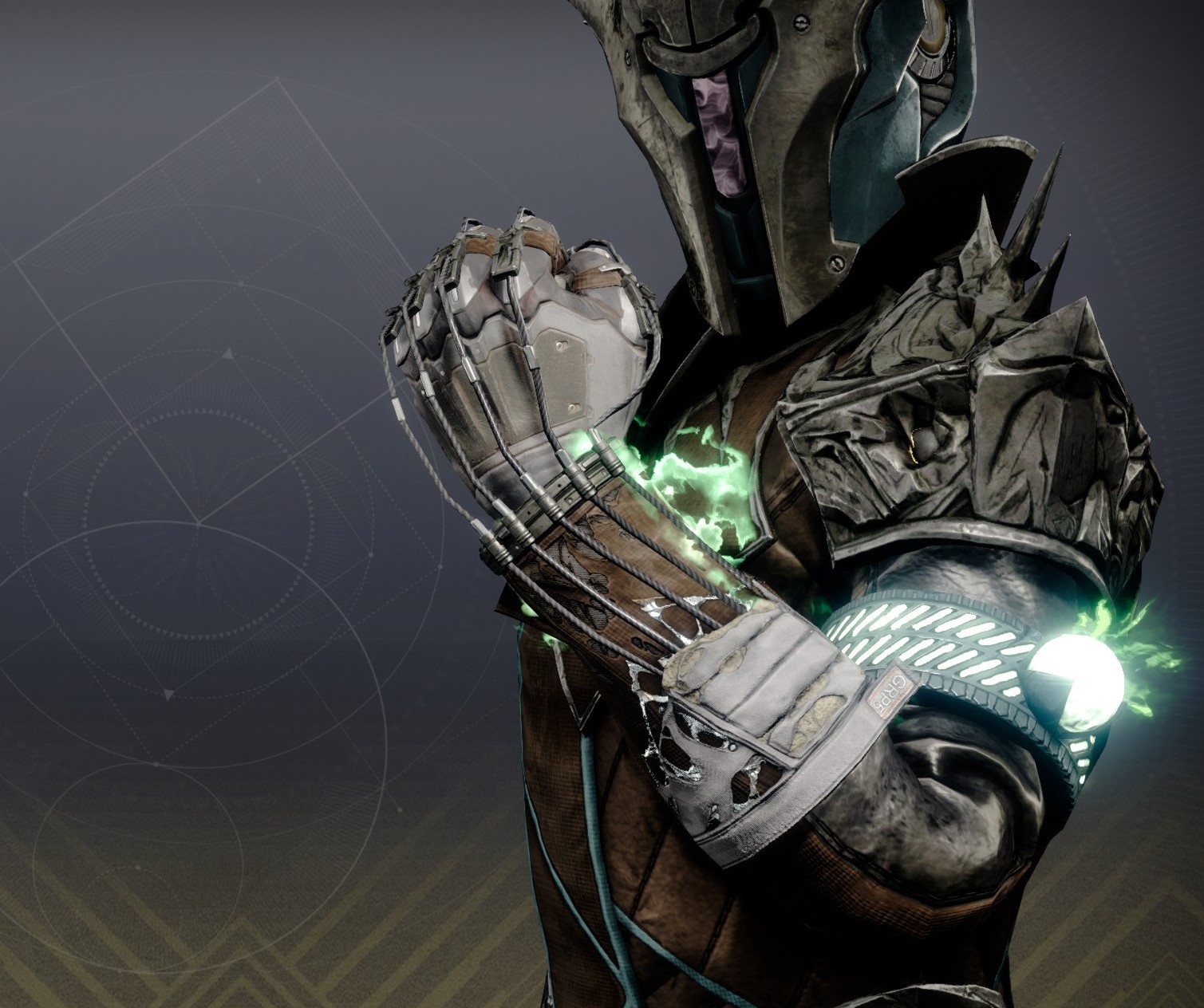 Warlock armor sets and character customizations for Godslayer featuring futuristic gear and a ghost companion