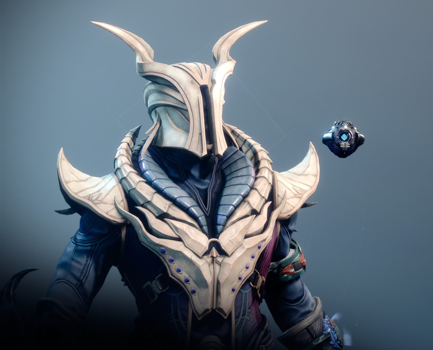 Warlock armor sets and character customizations for Godslayer featuring futuristic gear and a ghost companion