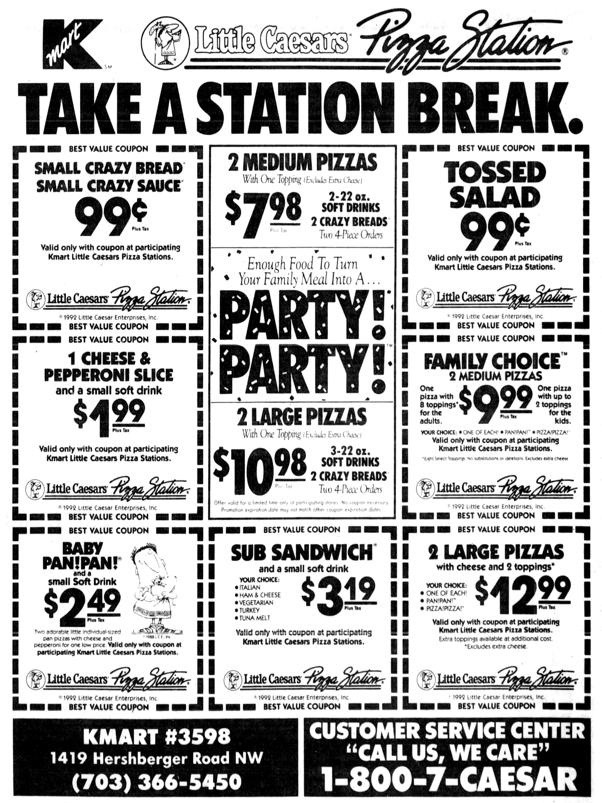 Little Caesars Pizza Station at Kmart - 1992 - Roanoke, VA