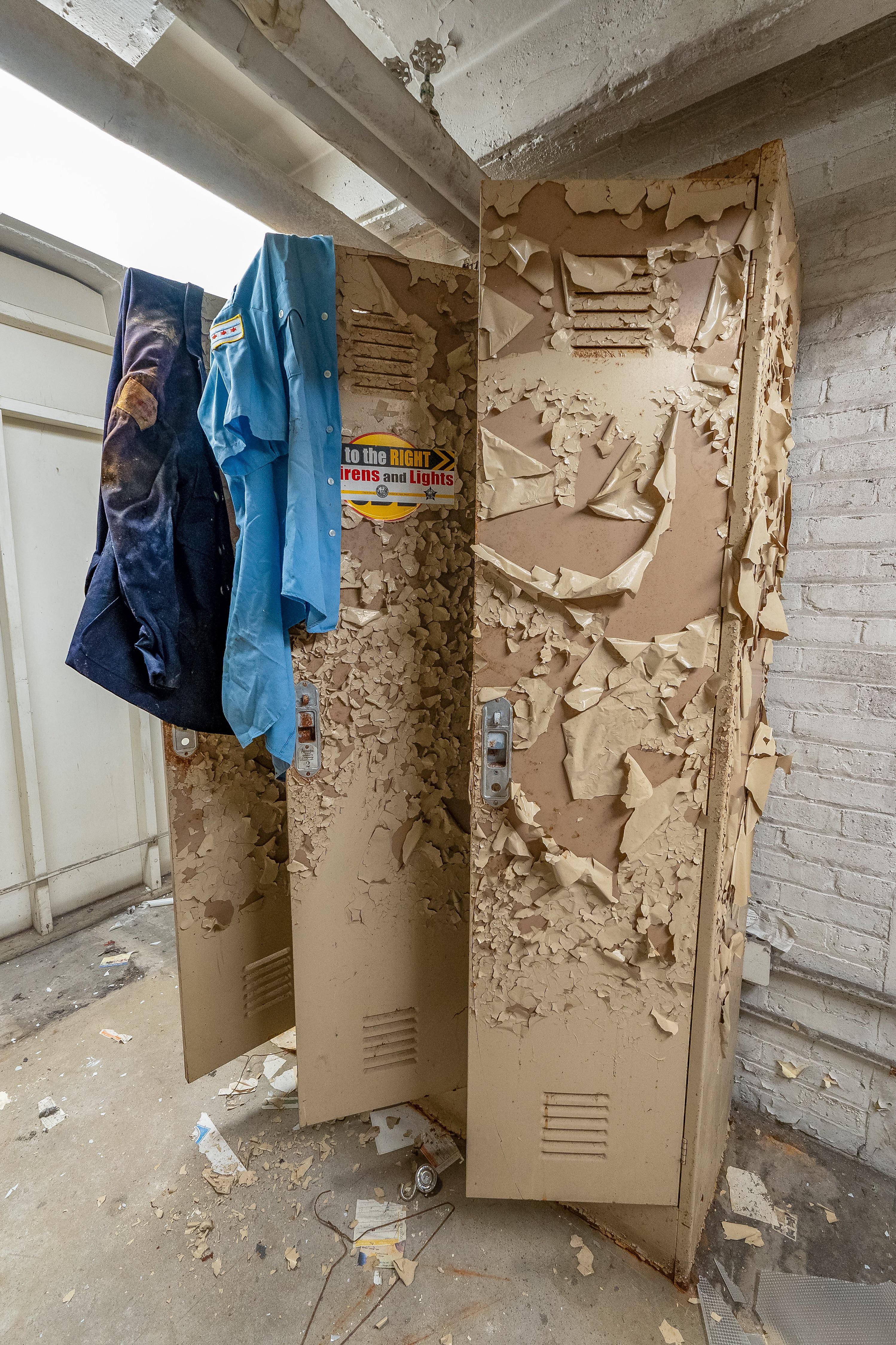 Locker rooms with uniforms still hanging up at an abandoned Chicago ...