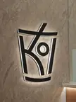 Logo for a milktea place called Koi