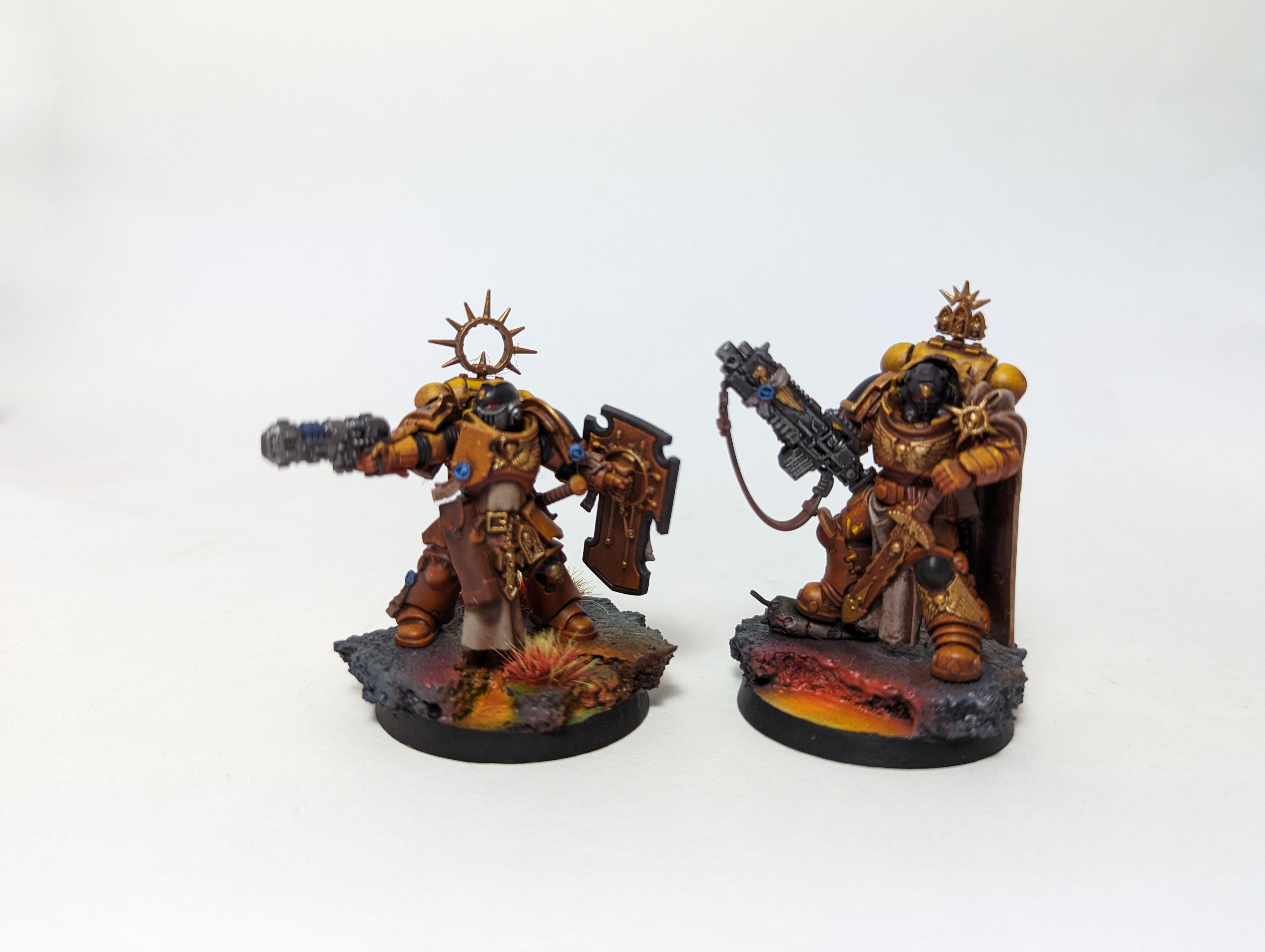 Covenant of Fire Warhammer miniatures including Heavy Intercessors and an Intercession Squad on textured bases