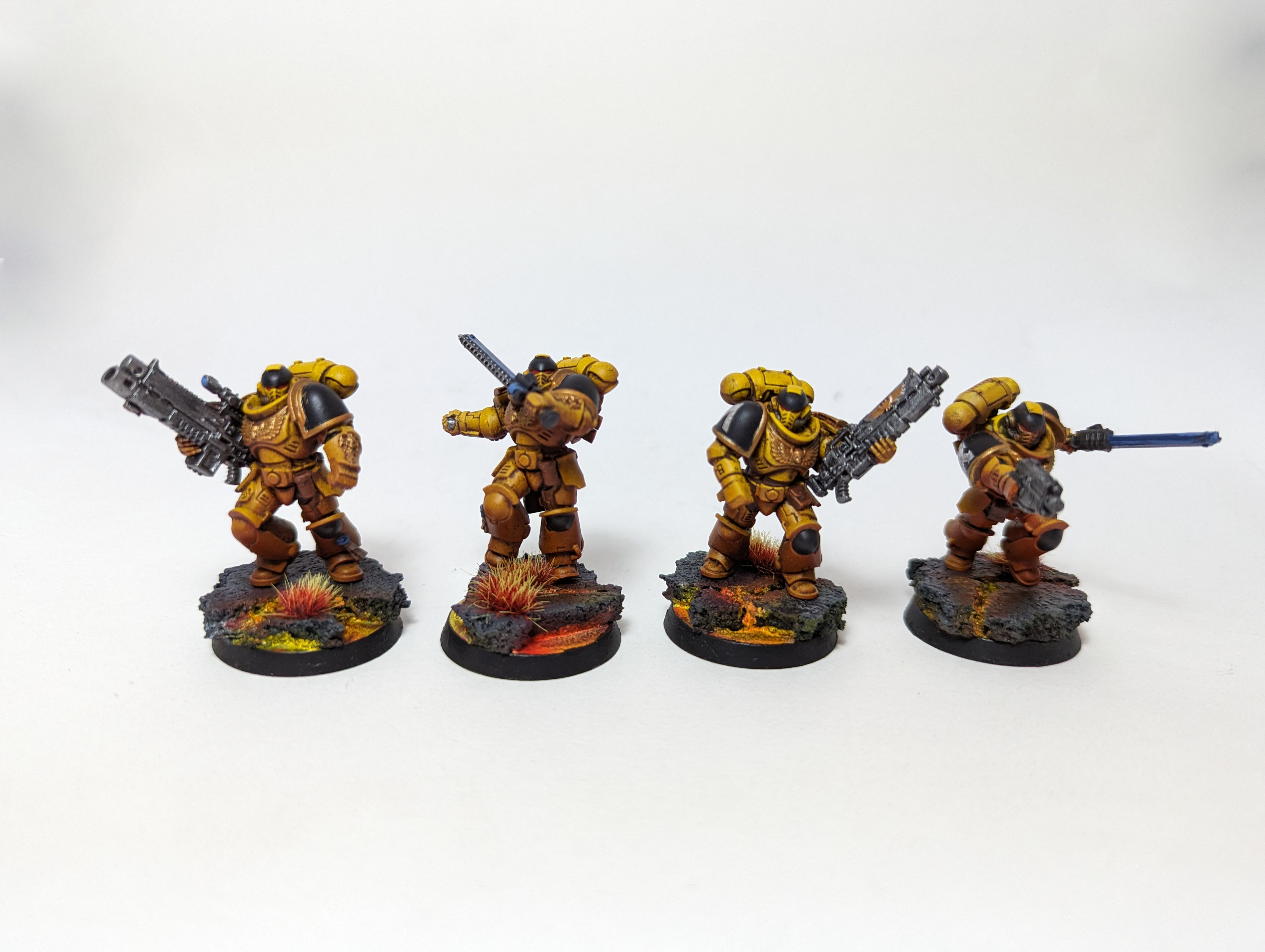 Covenant of Fire Warhammer miniatures including Heavy Intercessors and an Intercession Squad on textured bases