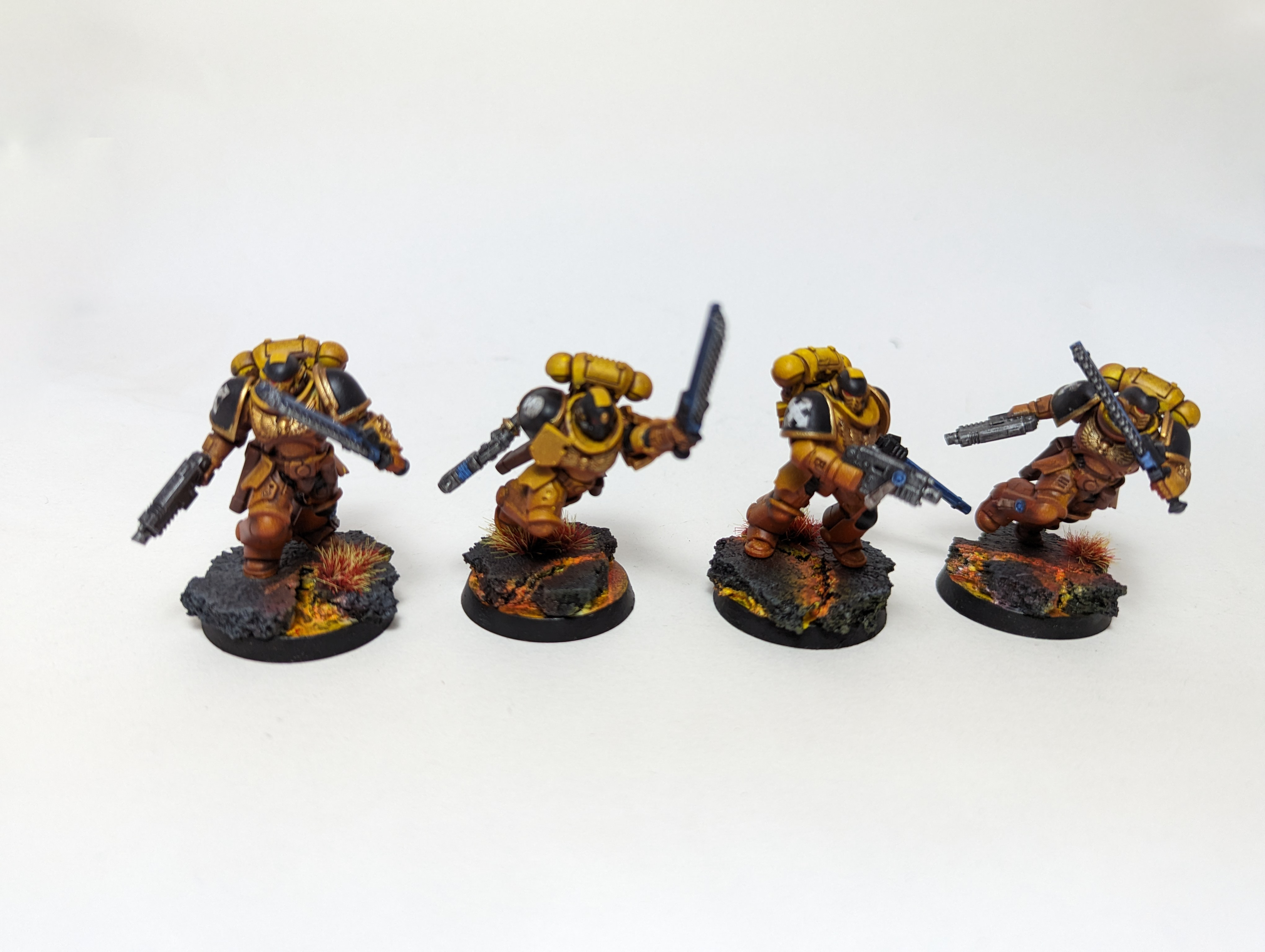Covenant of Fire Warhammer miniatures including Heavy Intercessors and an Intercession Squad on textured bases