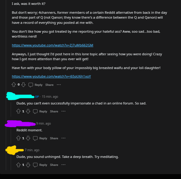 Butt-hurt incel trying way to hard to sound badass.