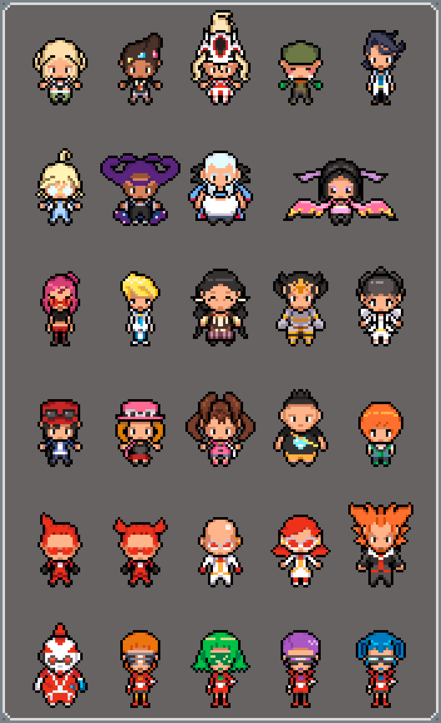Made some Gen 5-like pixel sprites for XY characters