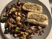 Mahi veggies shrooms spuds pesto & mole