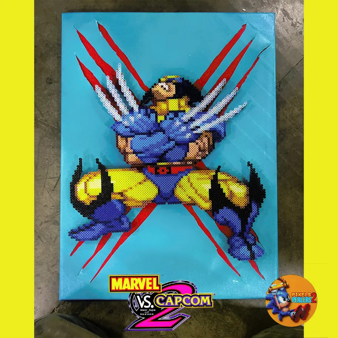 Marvel Vs Capcom 2 Wolverine perler bead sprite on custom slashed ...