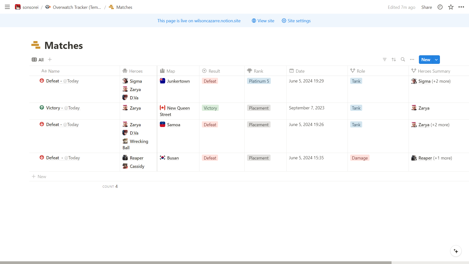 I made a Notion so you can track your Overwatch Matches (template available)