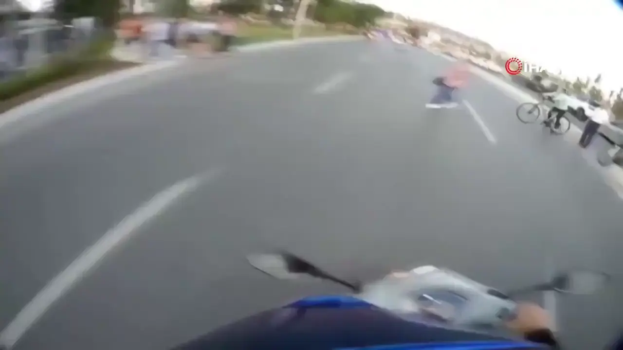 Motorcyclist hits pedestrian