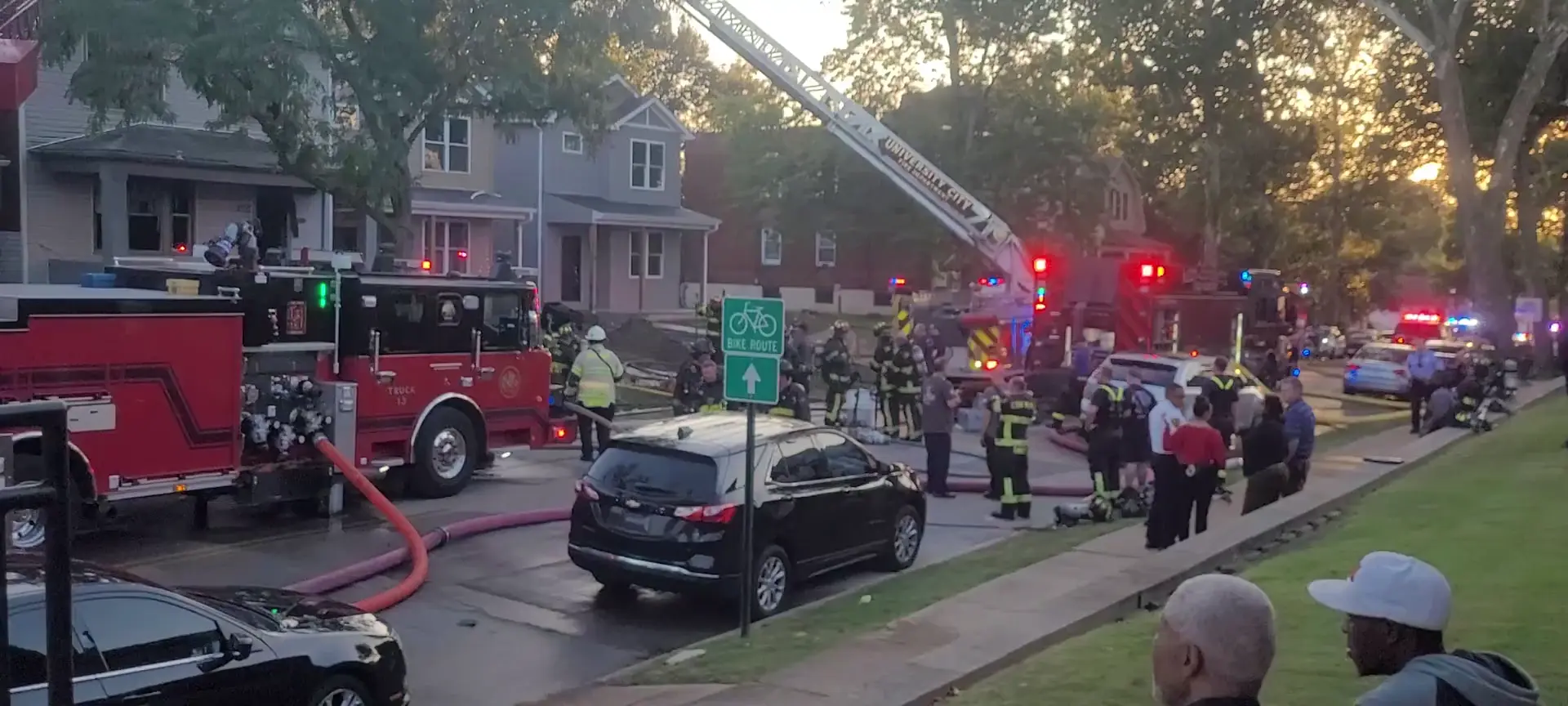 Multiple fire departments with police units on scene of a house fire in University City, Missouri (part 3)