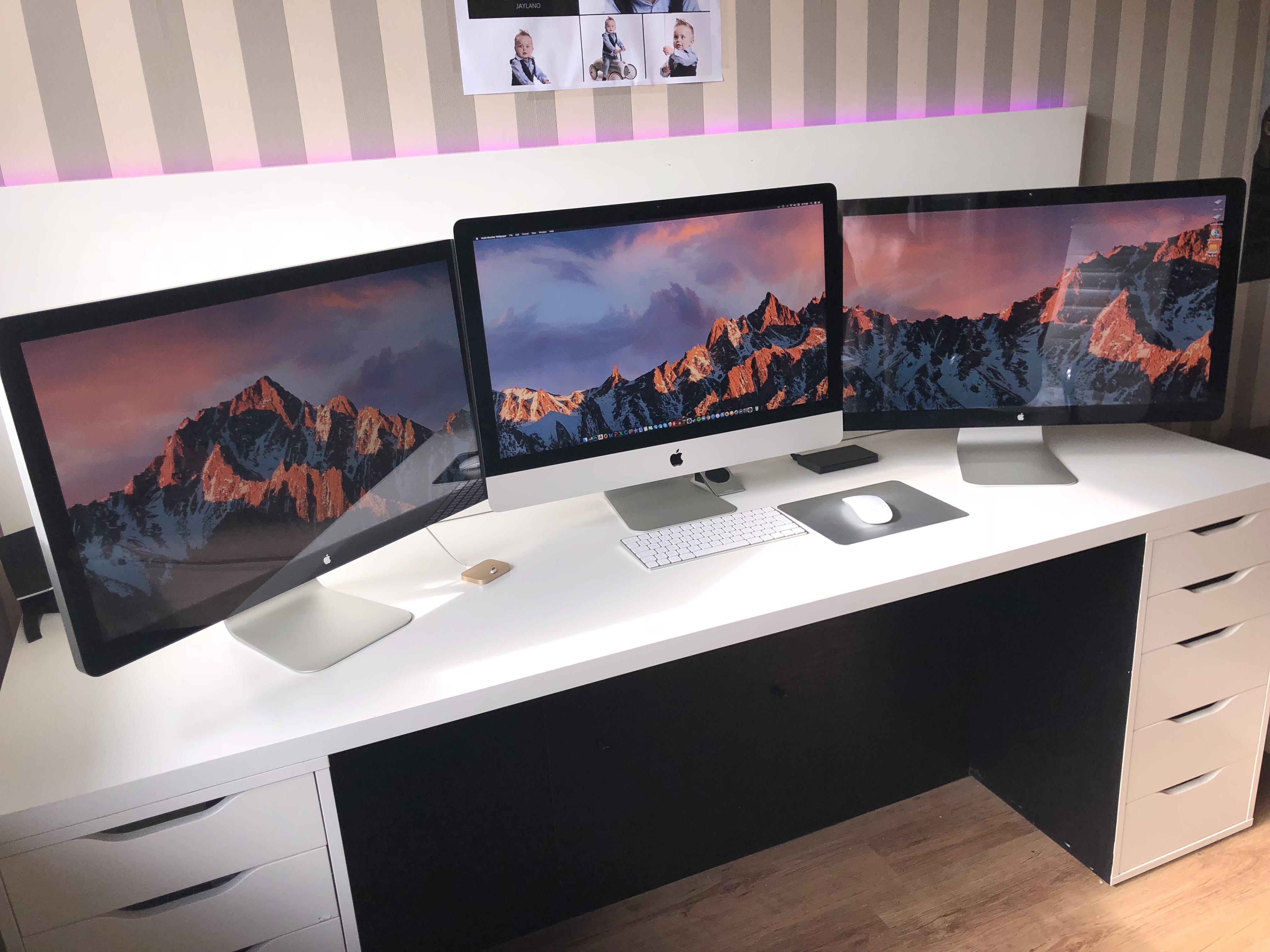 My iMac 27 inch 5K setup with Thunderbolt displays on both sides ...