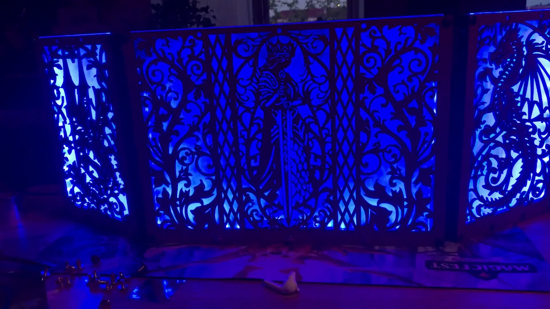 My new DM Screen! Nearly finished. Lasercut wood, acryllic plates and LED strips