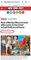 New York Post uploaded an article about Jasmine Chiswell on Marilyn Monroe's Birthday last year