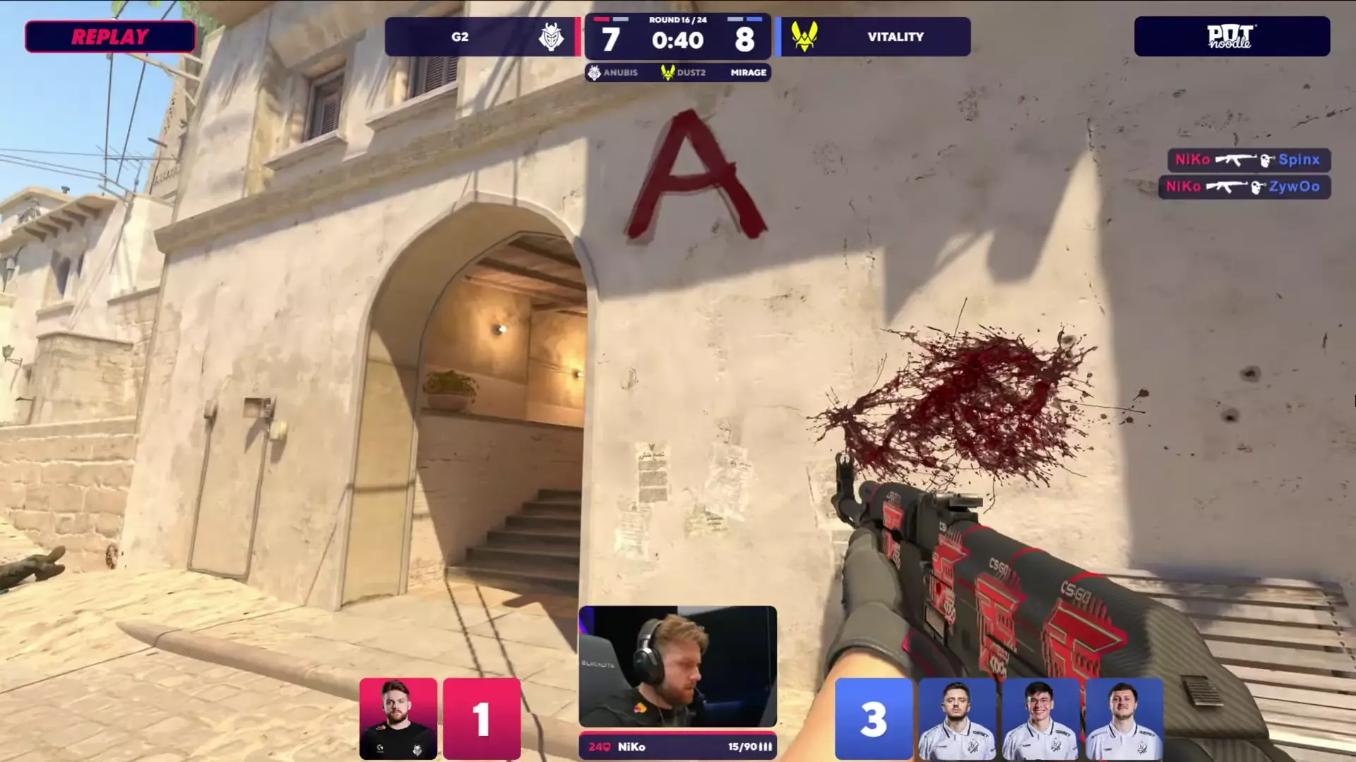 NiKo smashes his table and started bleeding mid game 