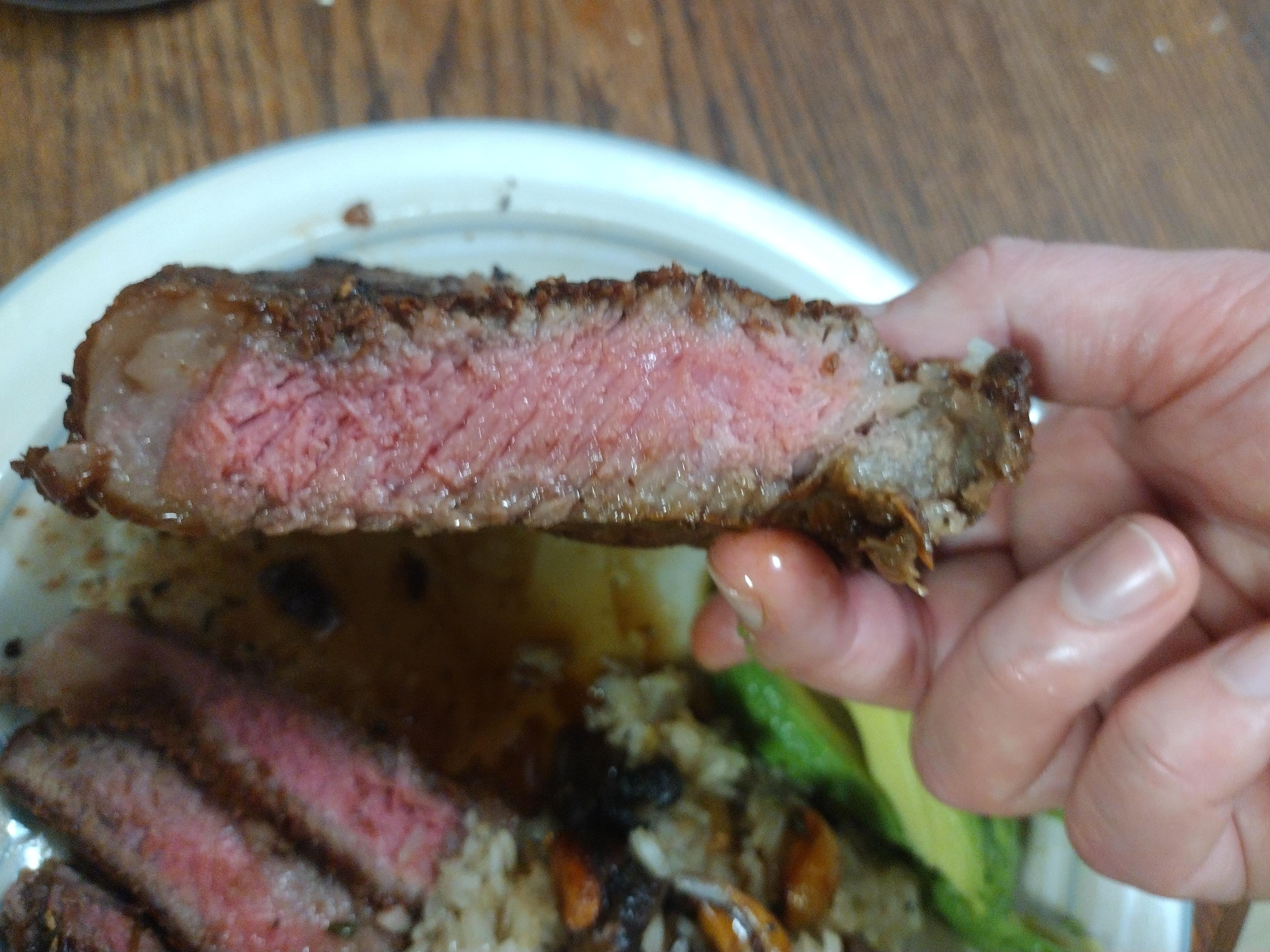 [Homemade] Ribeye and Mexican/Chinese fusion rice with mushrooms and ...