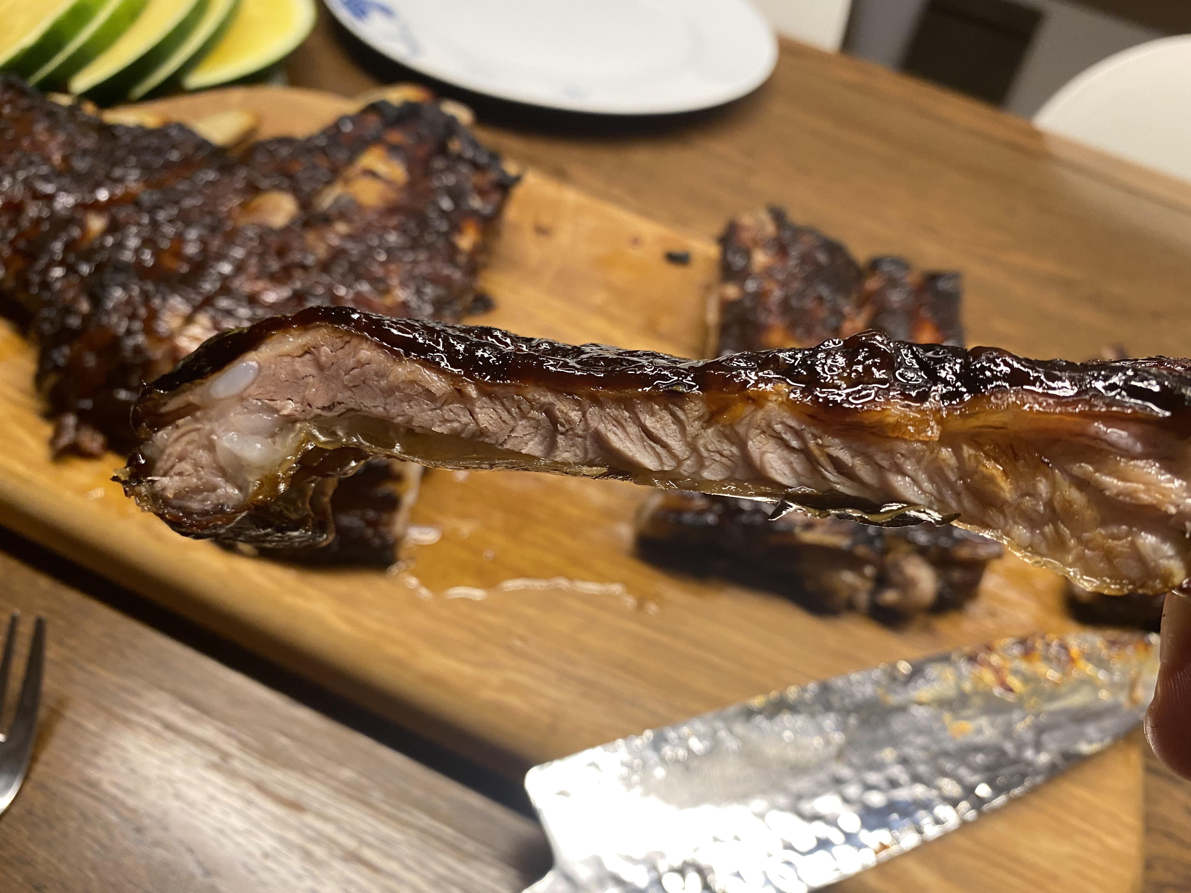 [homemade] full rack of iberico ribs, Kansas bbq sauce, yellow ...