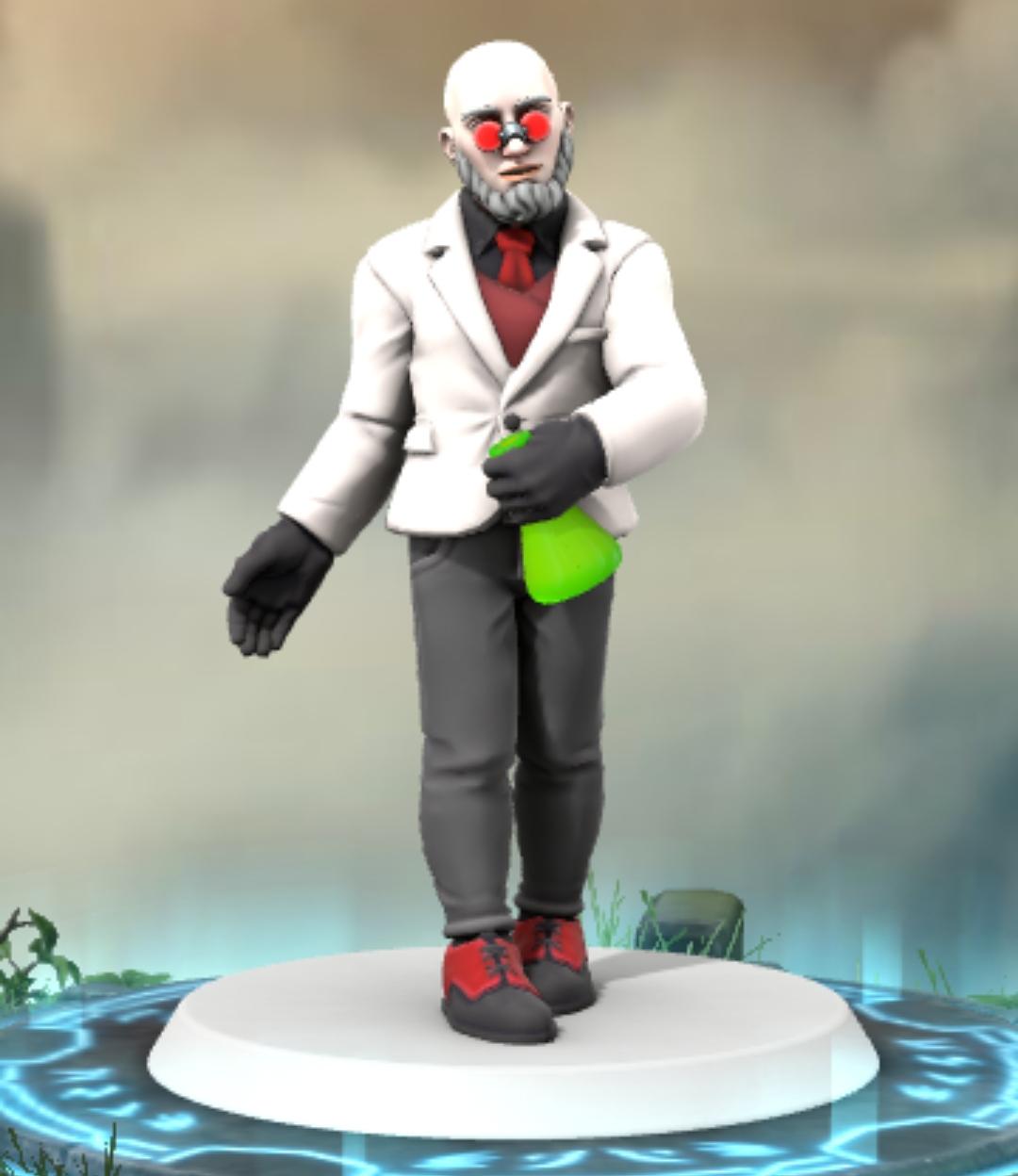 Batman villains as HeroForge 3D character miniatures on glowing blue bases in a misty setting