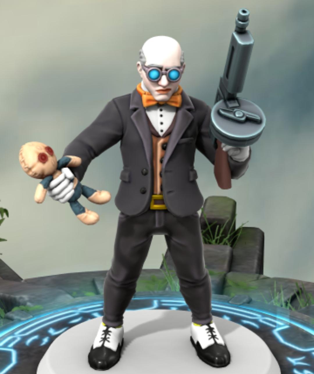 Batman villains as HeroForge 3D character miniatures on glowing blue bases in a misty setting