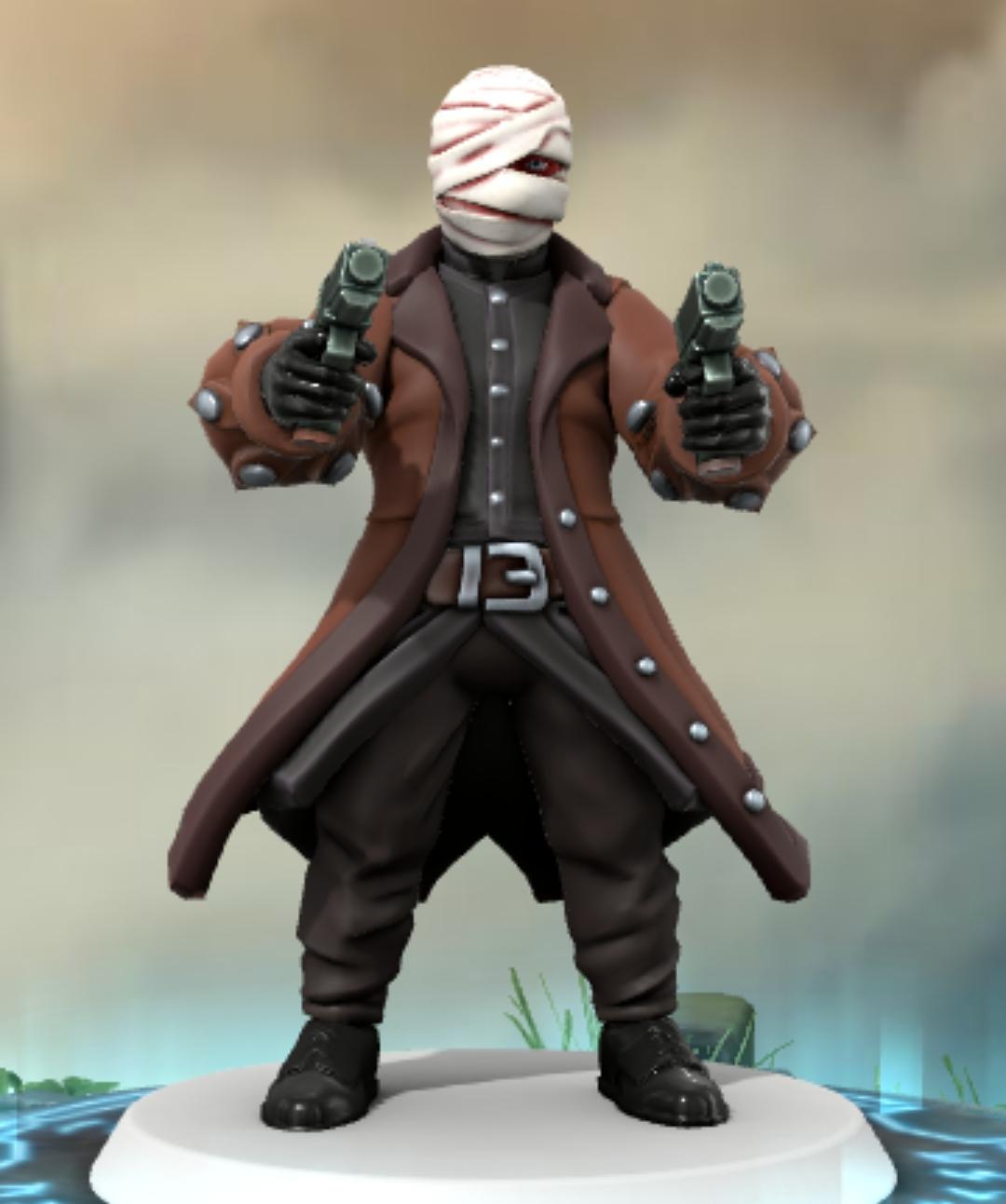 Batman villains as HeroForge 3D character miniatures on glowing blue bases in a misty setting