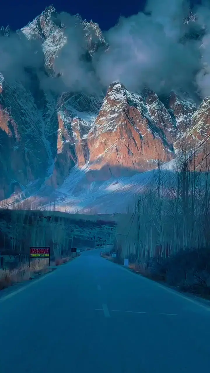 POV while driving towards Passu cones on KKH, Pakistan.
