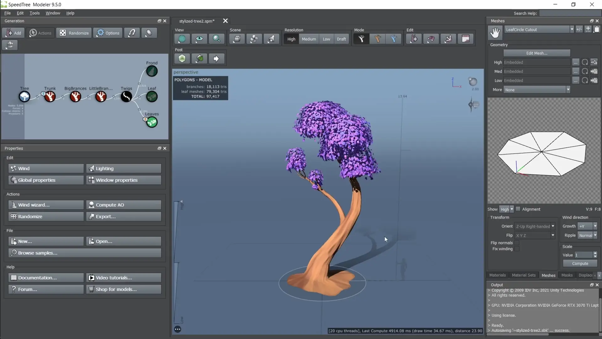 Procedural Stylized Tree with Wind | SpeedTree