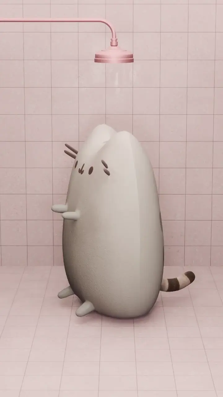 Pusheen the bathroom diva 😸🎤🚿(made with Blender)