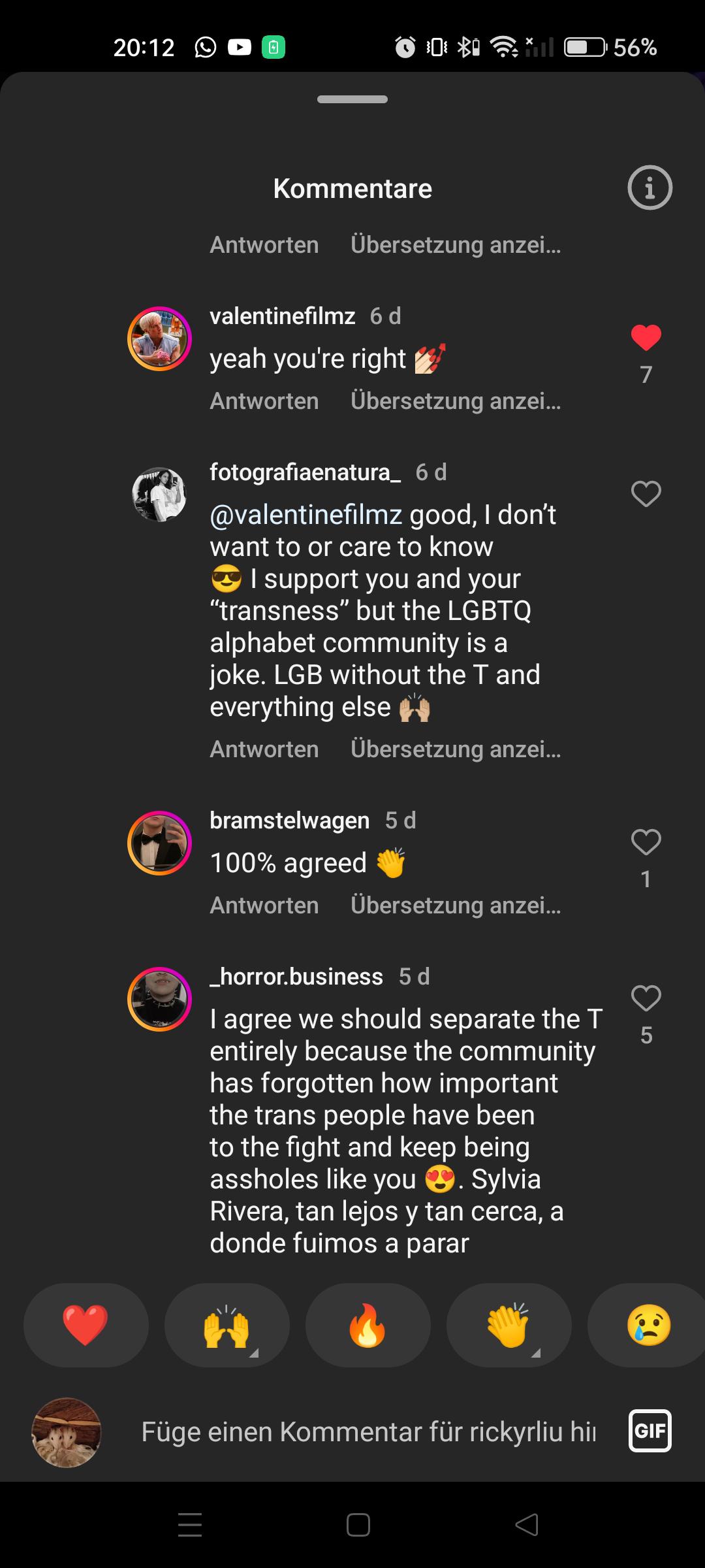 Bisexual and queer identity debate in an Instagram Reels comment section regarding gay clubs.