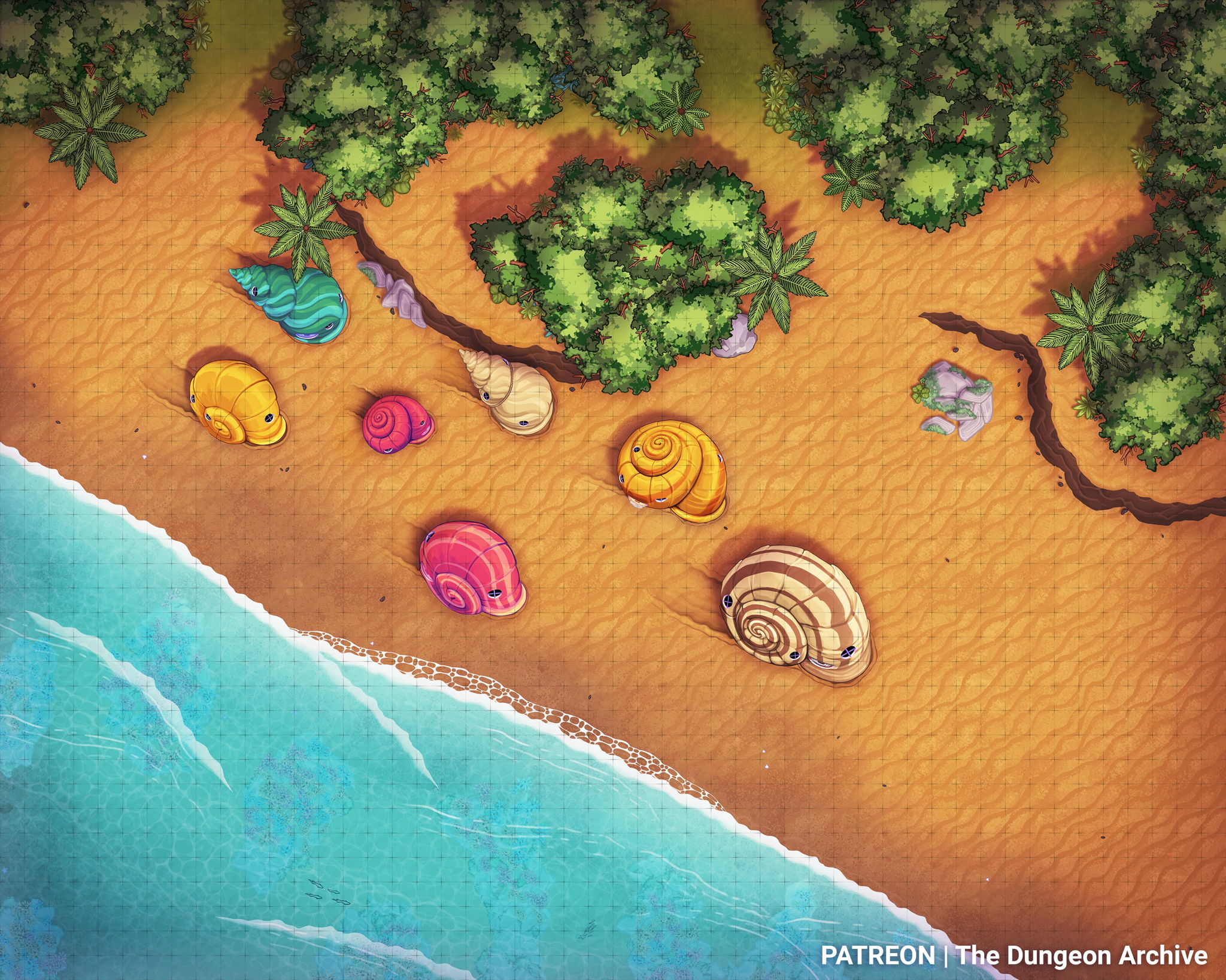 Snail Beach [50x40] + Illustration + Animated tokens | Scrolller