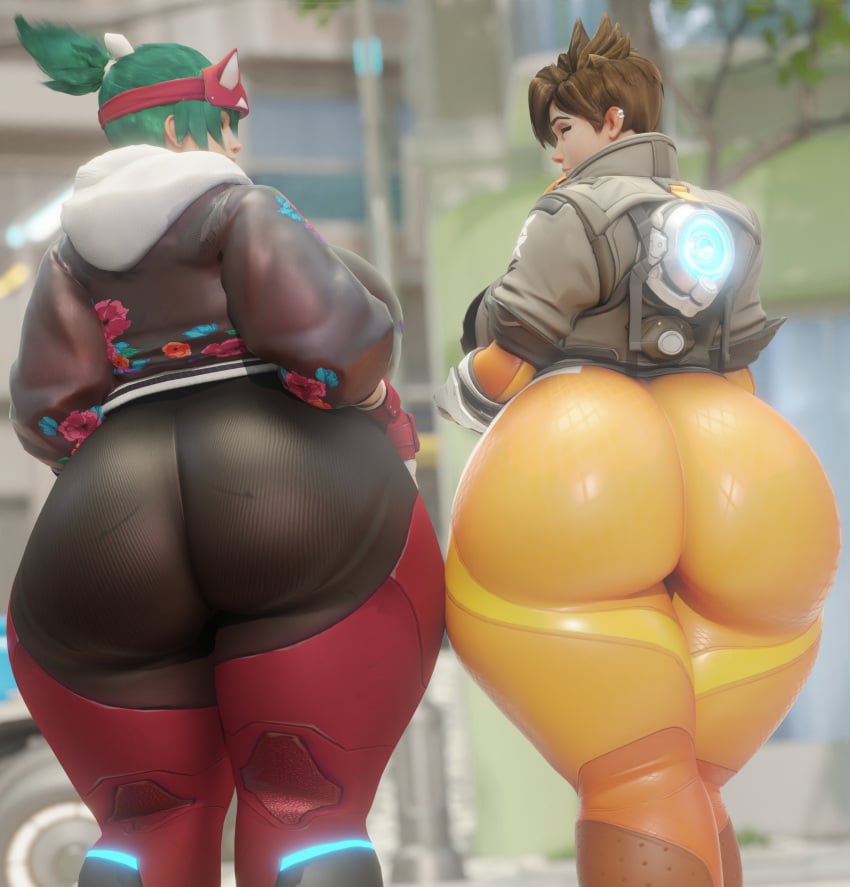 Busty and thick anime girls, including a redhead, an Asian woman, and a furry anthro horse, with huge asses and breasts.