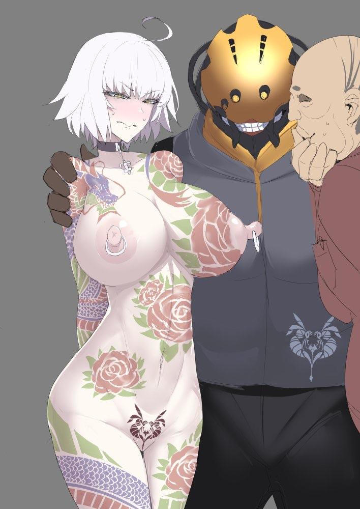 NTR roleplay fan art featuring busty anime girls and muscular men in sexual situations