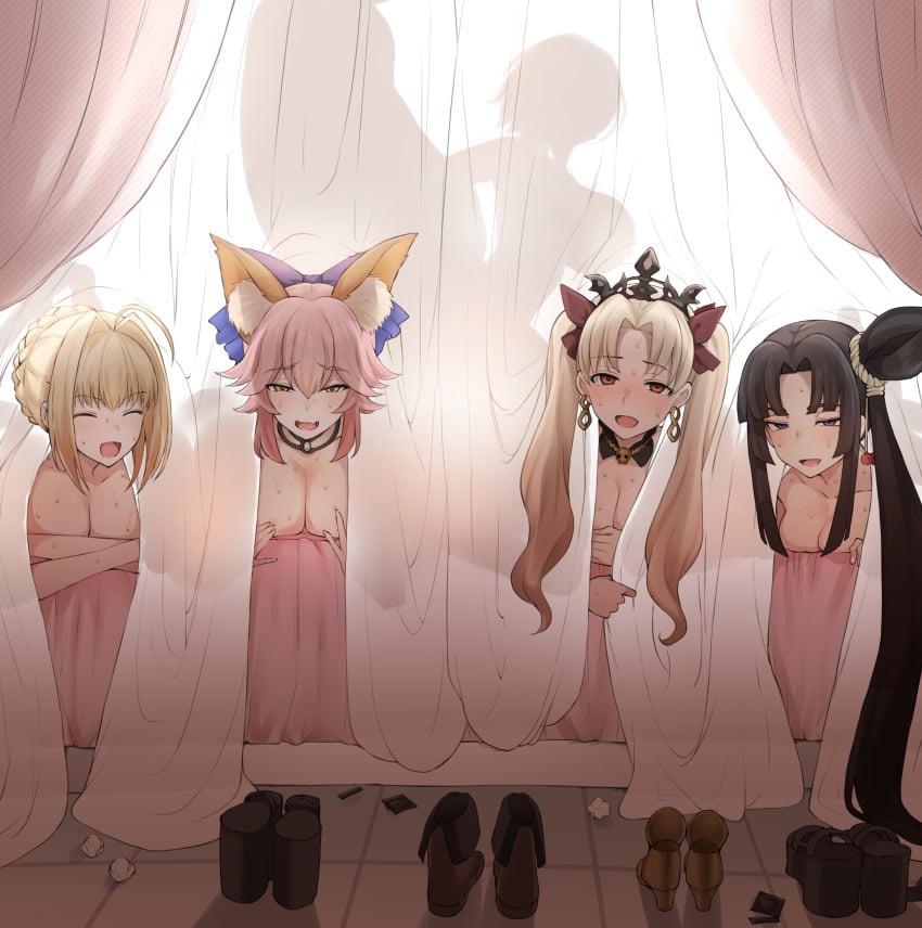 NTR roleplay fan art featuring busty anime girls and muscular men in sexual situations
