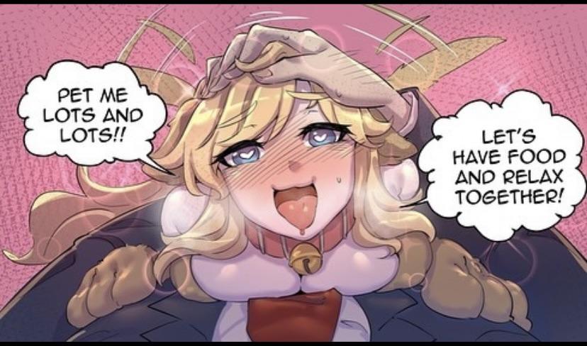 Anime comic of a man returning home to a busty dog girl, catgirl, and bunny girl in a pet play scenario.