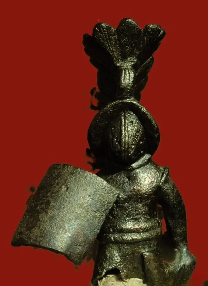 Parmula Roman bronze figurine of a Thraex - Thracian gladiator equipped with ...