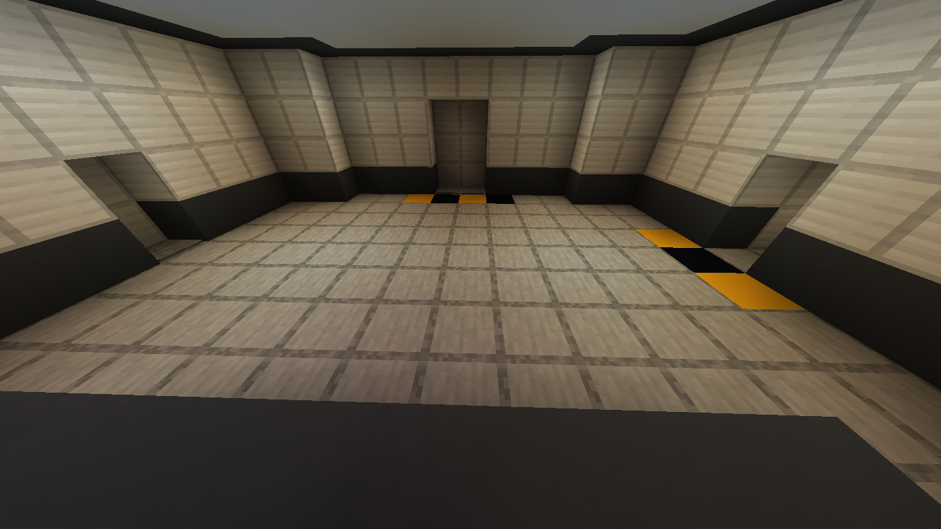 SCP Foundation mega build in Minecraft featuring sterile sci-fi corridors and an aerial view of the base