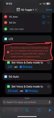 Same error every time on the 5G/LTE toggle shortcut 