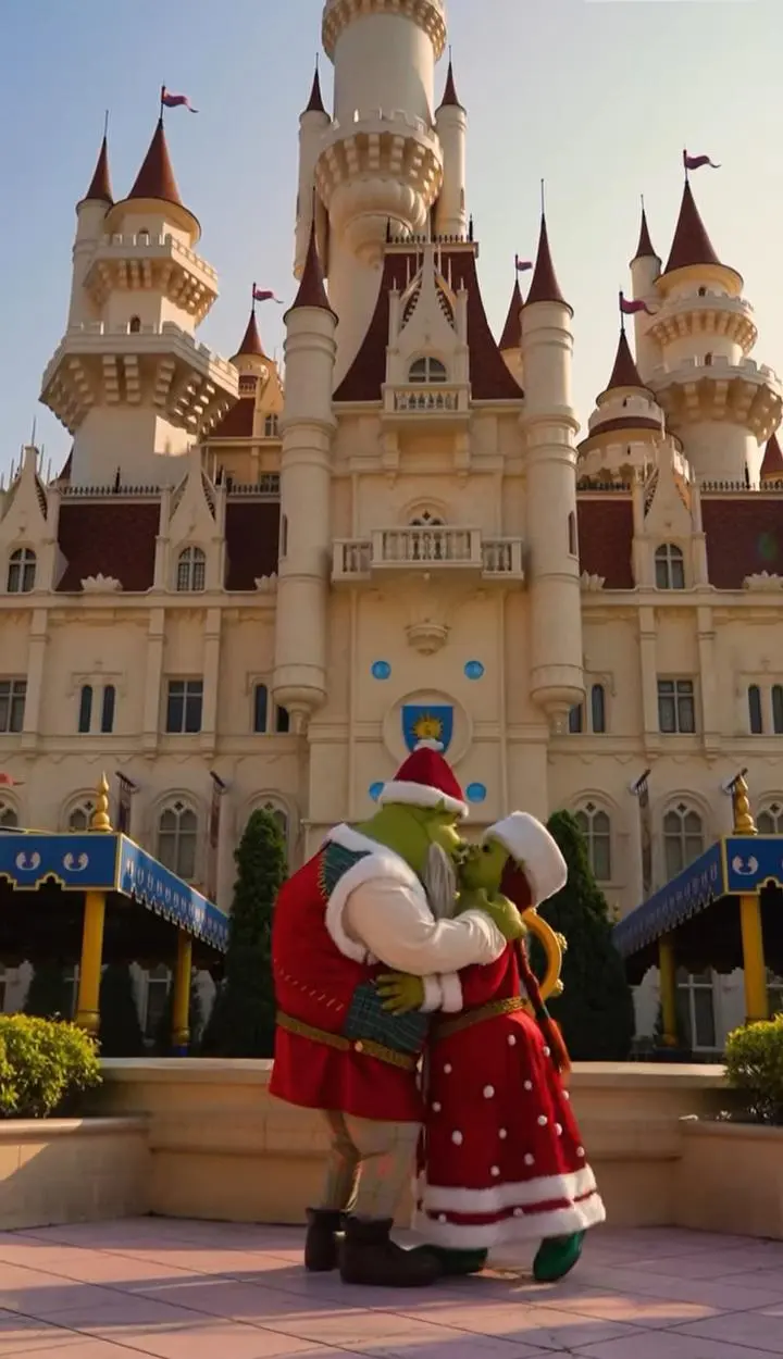 Shrek and Fiona outside the Far Far Away Castle | Scrolller