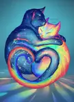 Space Cat and Rainbow Cat! by Yuumei