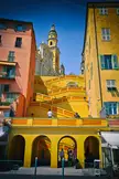 Steps and Basilique Saint-Michel Archange de Menton, France