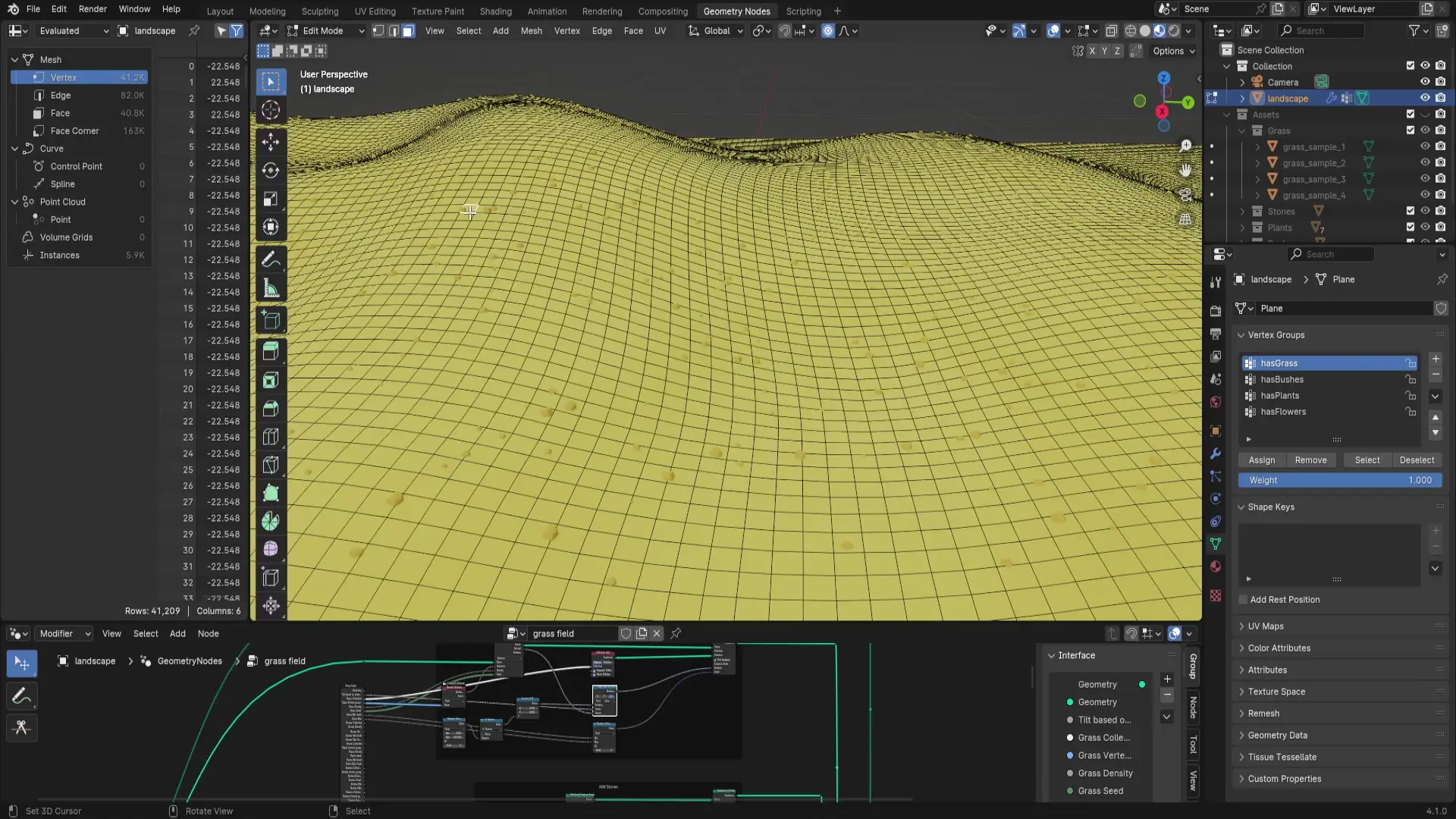 Stylized grass made with blender