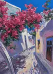 Summer street. My oil painting on hardboard