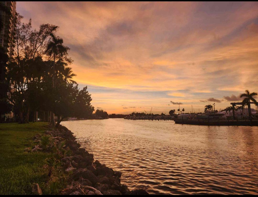 Sunset on river in Miami FL.