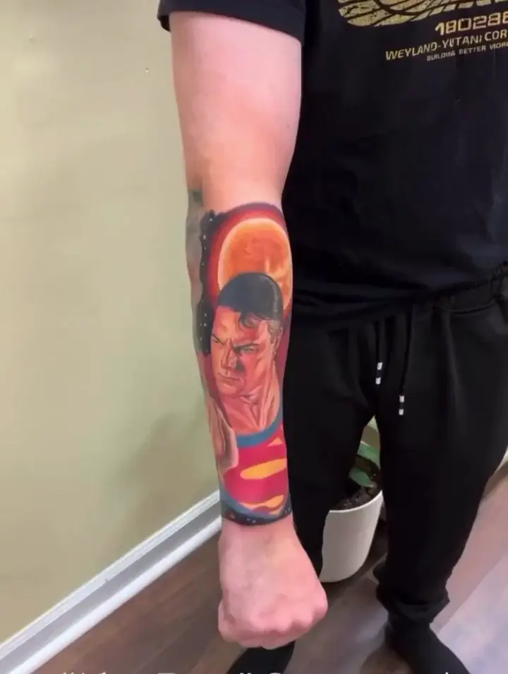 Superman Alex Ross inspired tattoo. Homage to Kal-L and Superman in Exile. 
