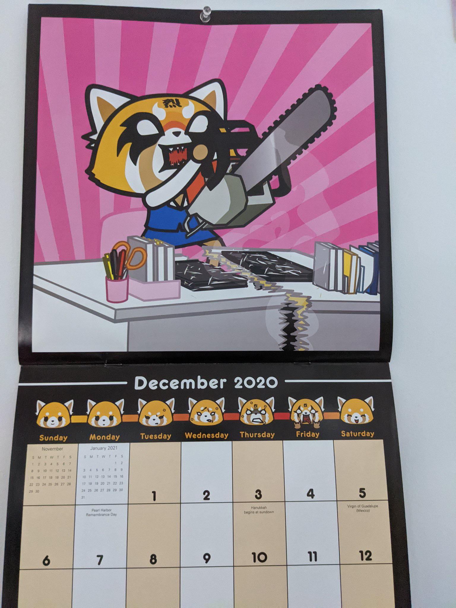 The December Aggretsuko calendar is truly the embodiment of the end of