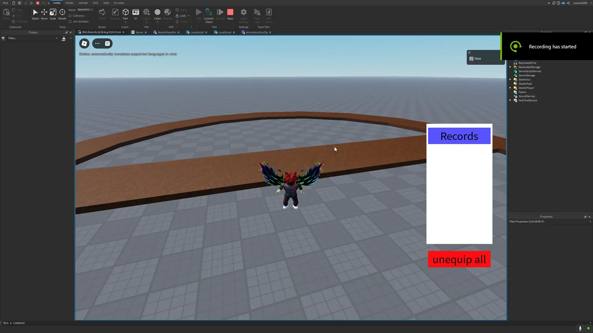 the player gets flung around when the model is equipped