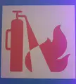 This fire extinguisher sign depicts the function of the extinguisher